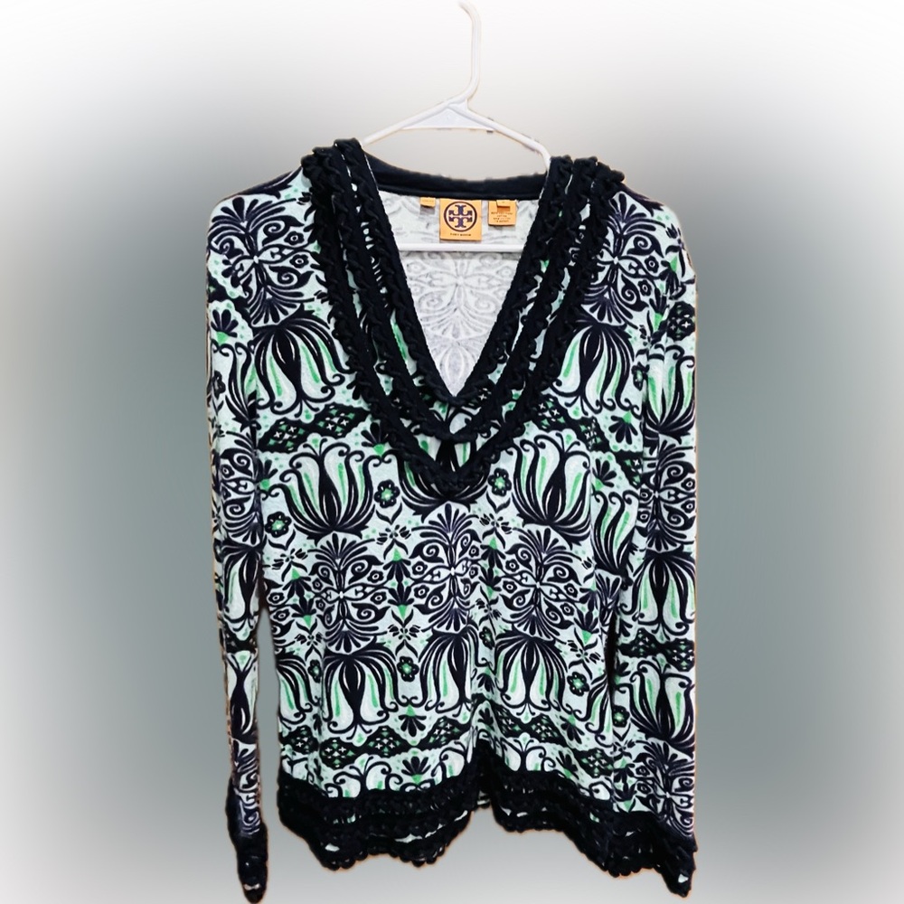 Tory Burch Hooded Terry Cloth Tunic/Coverup M